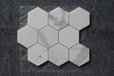 Italian White/Calacatta Marble Stone/Sheet Bathroom/Kitchen Back-Splash Rhombus/Big/Hexagon Interior Wall Decoration/Mosaic/Tiles