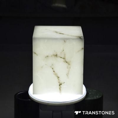 Translucent White Alabaster Artificial Stone Polished Onyx Stone Slab for Lighting Box