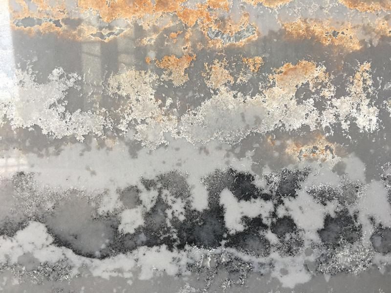 Quartz Stone Grey/Black/Gold Quartz Slab for Countertop/Hotel Worktop/Tabletop/Background Wall
