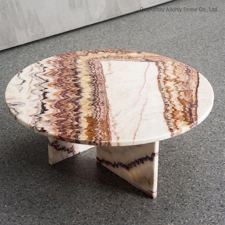 Hotel Luxury Hallway Center Custom Natural Marble Onyx Table Top