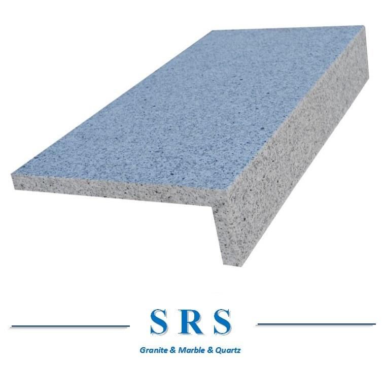 Hot Sale Natural Chinese Sesame Dark Grey Granite Stone Flamed Surface Bullnose Edge Pool Coping for Swimming Pool