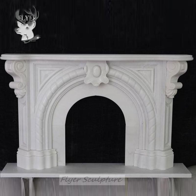 Hand Carving Freestanding Victorian Style White Marble Fireplace for Home Decoration