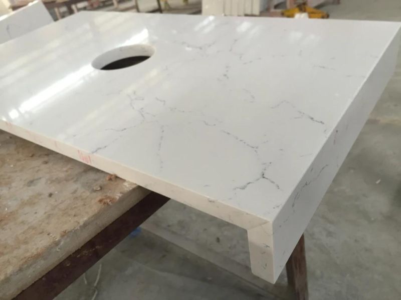 Artificial Marble Look Engineered White Quartz Stone (SQ6004 Carrara White)