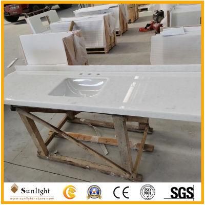 Prefab Pure White Quartz Stone Kitchen Countertop for Projects