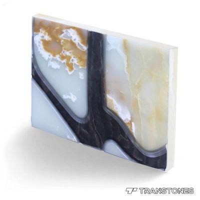 Artificial Stone Clear Resin Panel Textured Alabaster Sheet