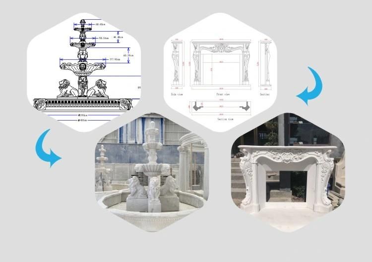 Home Decoration Natural White Stone Carving Marble Fireplace