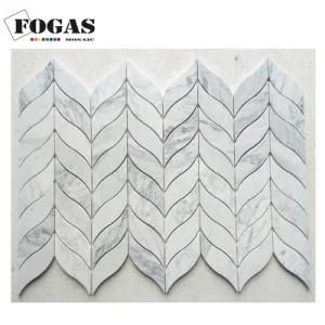 Leaf Venato Carrara White Marble Backsplash Tile Mosaic