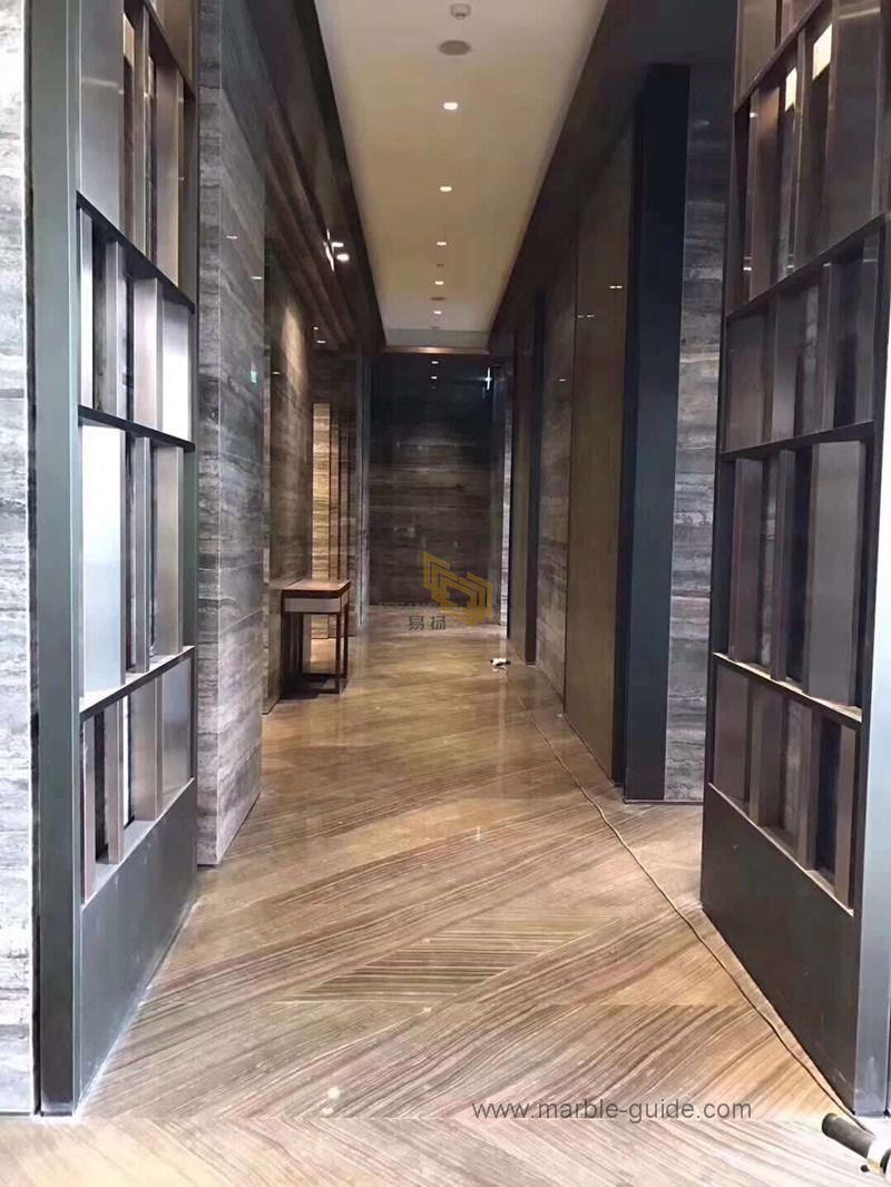 Chinese Hot-Selling Wooden Coffee Marble Tiles for Spiral Staircases/Flooring/Wall