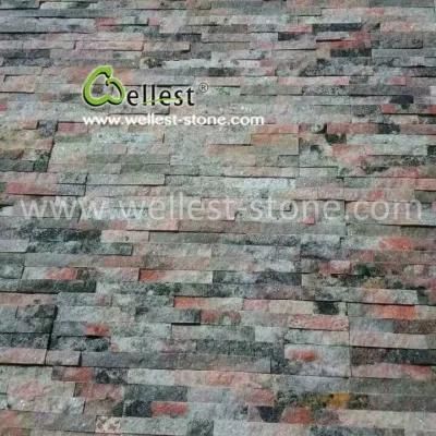 M108 Galaxy Gold Red Quartzite Ledge Stone Culture Stone for Feature Wall Cladding