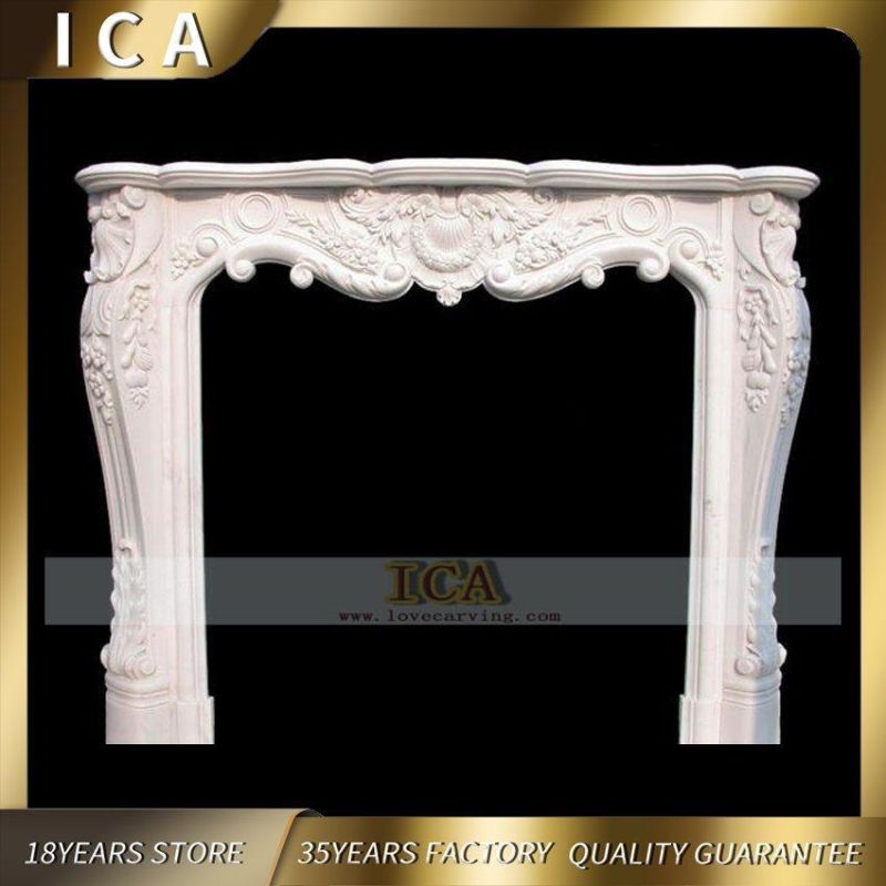 Simple Style Modern Stone White Marble Fireplace Mantel for Home