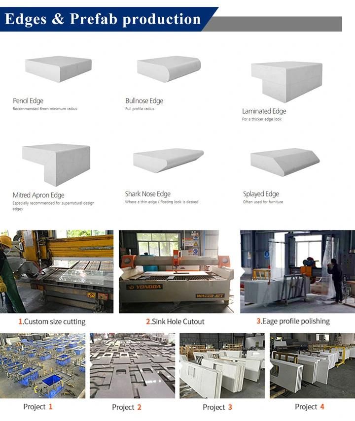 Foshan Kitchen Island Solid Surface Calacatta White Quartz Stone