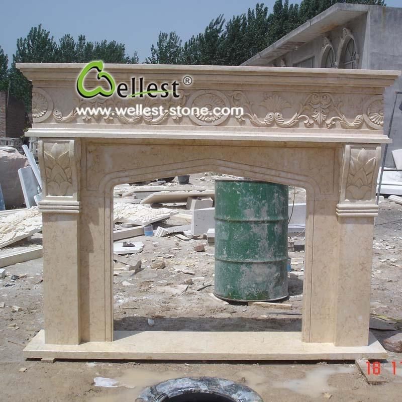 China Natural Stone White Marble Fireplace Hearth Mantel for Indoor House