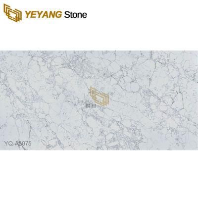 Countertop Stone Polished White Quartz Slab Manufacturer for Bathroom/Kitchen Countertop