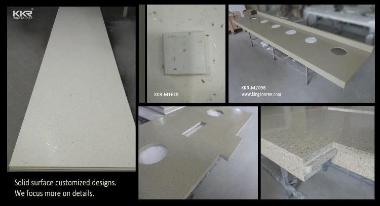 Ivory Solid Surface Acrylic Kitchen Counter Top with Sink