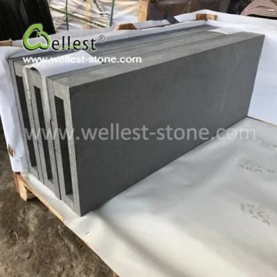 Straight Edge Honed Dark Grey Basalt Swimming Pool Coping Stone