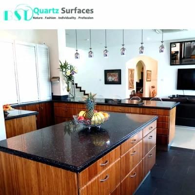 Crystal Quartz Stone Kitchen Countertops with Purple Metal
