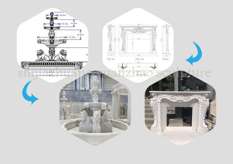 Hand Carving Yellow Marble Lady Statue Columns for Building Construction
