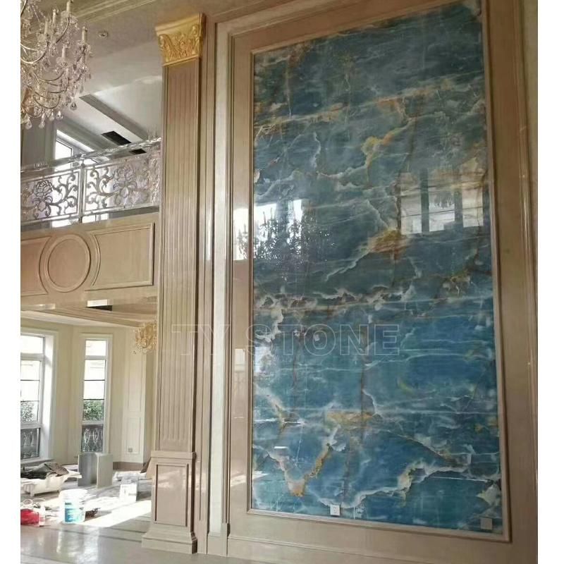 Custom Background Wall Design Blue Onyx Tile