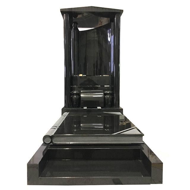 Indian Black Granite European Style Headstone with Modern Design