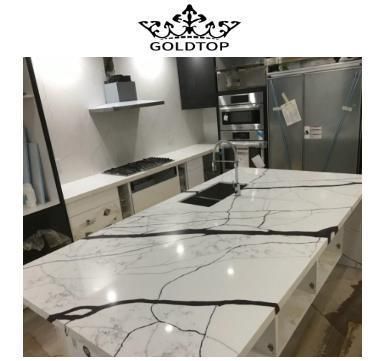Grateful New York Polished Calacatta Stone Artificial Quartz for Kitchen Table Tops Countertop