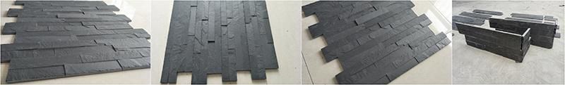 Natural Black Slate Stone Splitface Ledger Panel for Exterior Wall