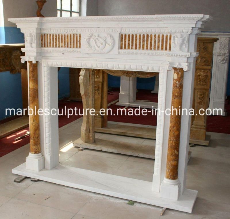 Home Furniture Stone Mantel Sculpture Marble Fireplace (SYMF-070)