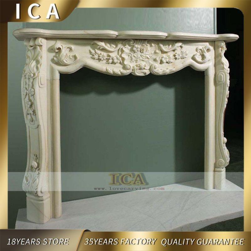 Stone Fireplace Mantel Villa Indoor Decoration Marble Fireplace