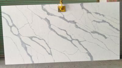 SGS Certificated Calacatta Grey Marble Look Quartz Stone for Kitchen Countertop Decoration