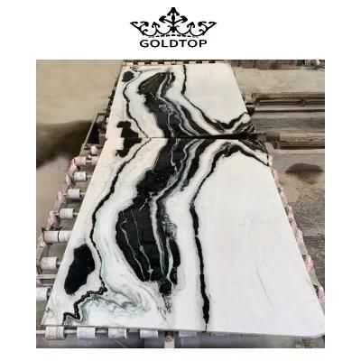 White and Black Vein Factory Wholesale Natural Stone Marble Floor/Wall Tile Panda White Marble for Restaurant