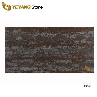 Black/Brown Artificial Quartz Slab for Kitchen Island/Benchtops/Backsplash/Countertops Quartz Slabs Supplier