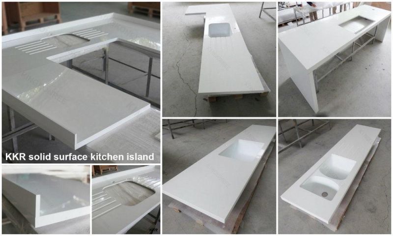 Custom Solid Surface Countertop Bathroom Vanity Top for Hotels (KKR-200201-5)