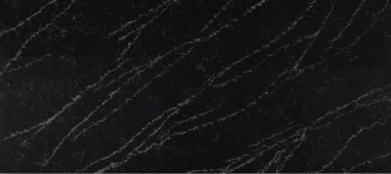 Black Quartz Countertop with White Shallow Grain