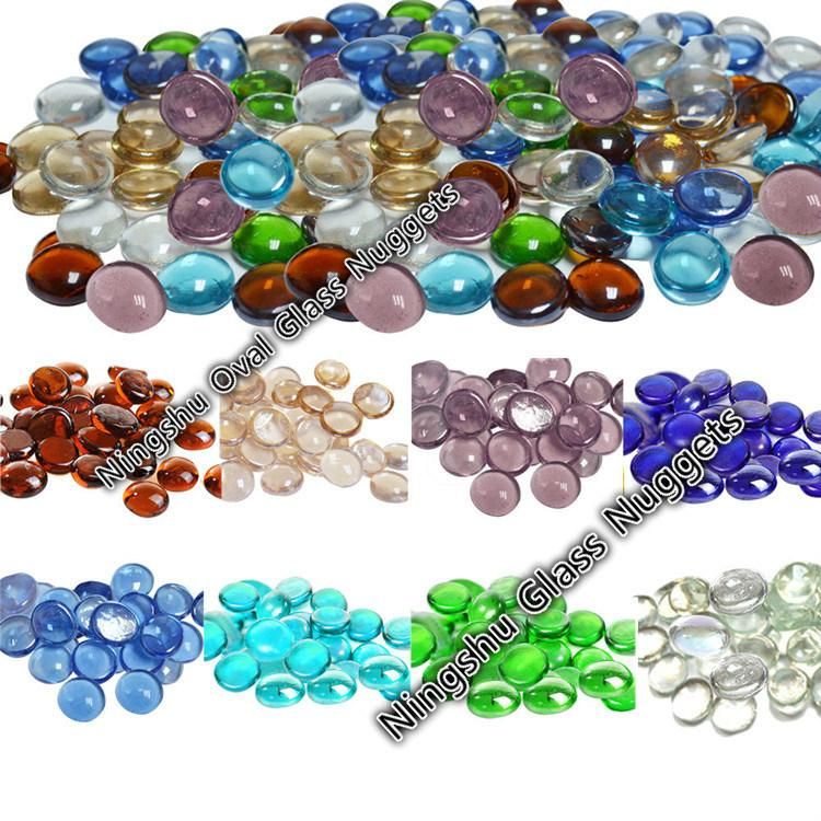 Colorful Iridescent Green Glass Pebbles for Glass Stones Mosaic Paving