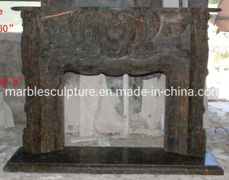 Hand Carving Natural Stone Cheap Marble Fireplace (SYMF-120)