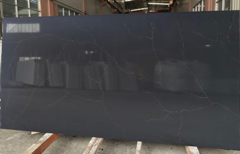 Factory Price Black Calacatta White Quartz Stone for Dining Tables