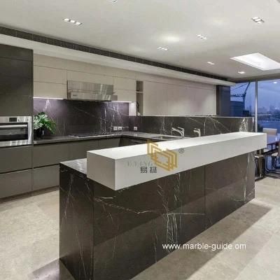 Natural Polished Petra Dark Gray Marble Stone Tile/Slab for Kitchen/Wall/Bathroom/Flooring/Vanity Top