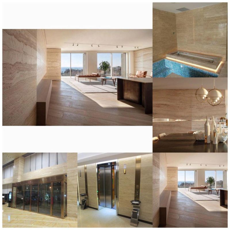 Building Material Natural Marble Beige Travertine Tile for Wall Cladding Design