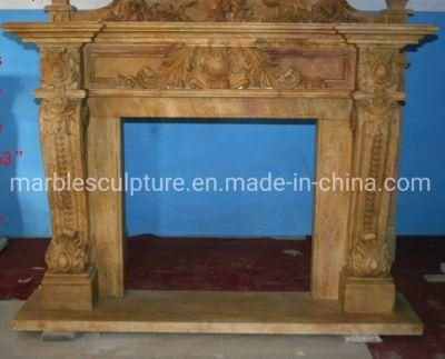 Factory Wholesale Classic Yellow Stone Mantel Marble Fireplace (SYMF-238)
