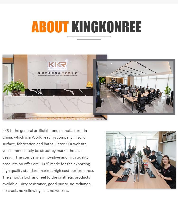 Kingkonree Home Furniture Pure White Customized Glossy Quartz Kitchen Countertop