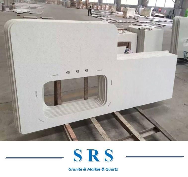 Wholesale Prefab Solid Artificial White Quartz for Kitchen, Counter Top, Vanity Tops