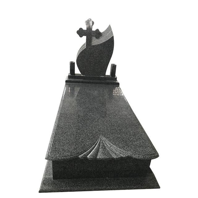 G654 China Nero Impala Grey Granite Memoiral Tombstone Monument with Orthodox Cross Headstone
