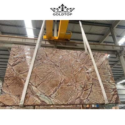 Natural Polished Surface Big Slab Stone Forest Brown Marble