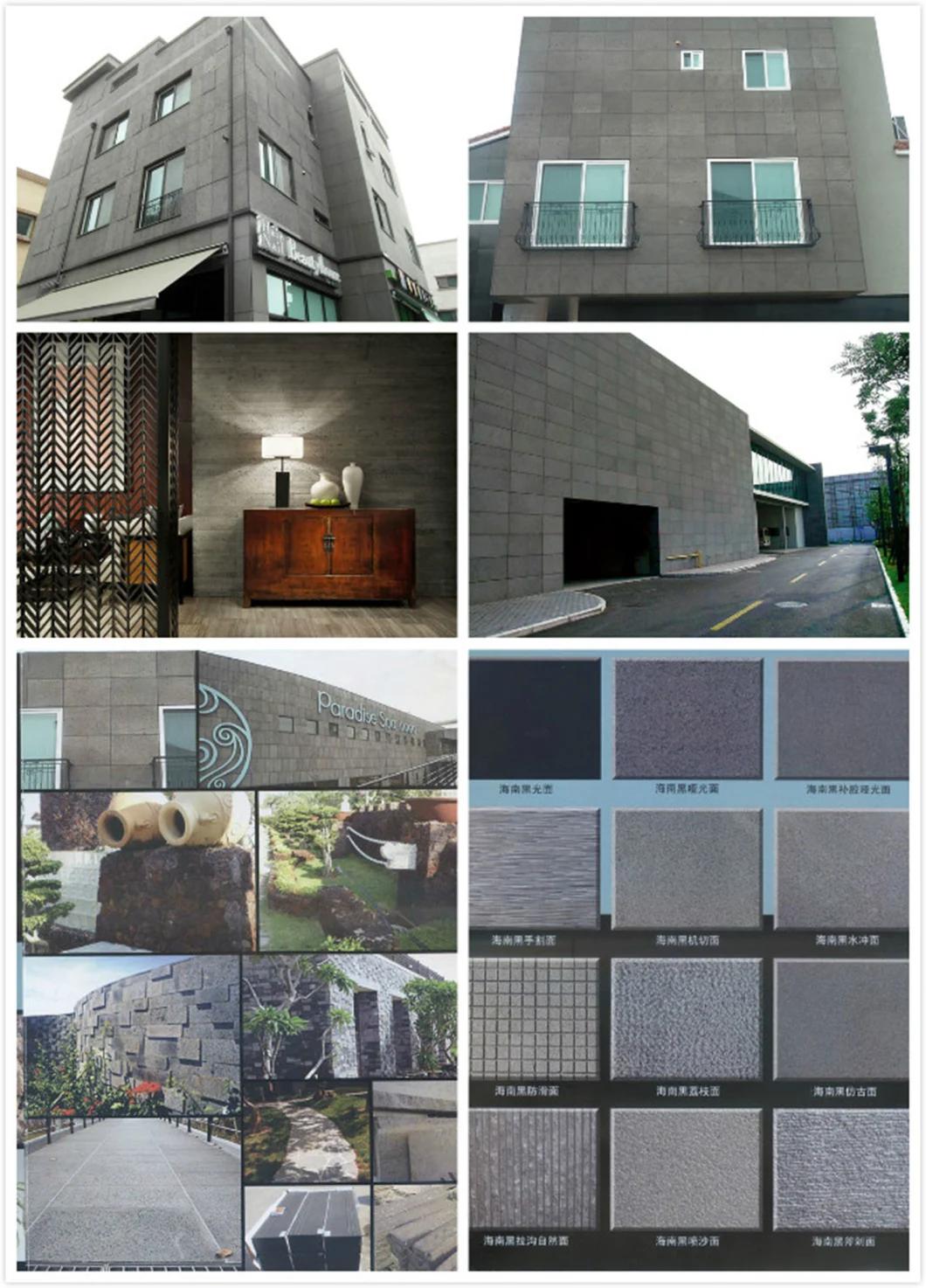 Grooved Line Chiseled Finished Surface Basalt Lava Andesite Stone Tiles for Wall Cladding