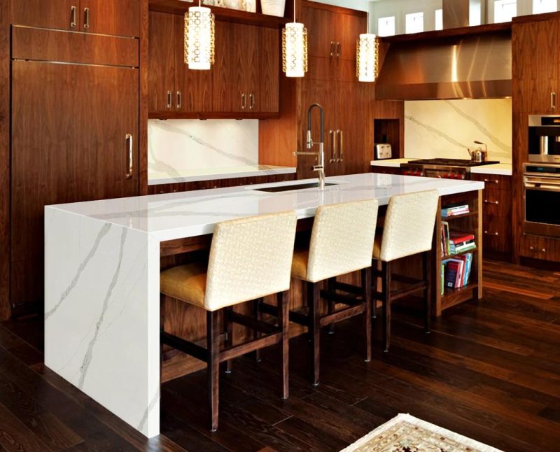 3200*1600mm Customized Calacatta White Quartz Stone Slabs for Table Tops