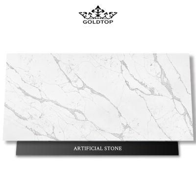 Artificial Stone Bookmatch Calacatta White Stone Slab Quartz for Cabinet/Floor/Wall Tiles/Vanity/Countertop