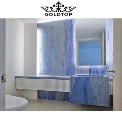 High Quality Polished 18mm Azul Blue Marble Vanity Tops for Kitchen Bathroom Wall/Floor Tiles Countertop/Worktops