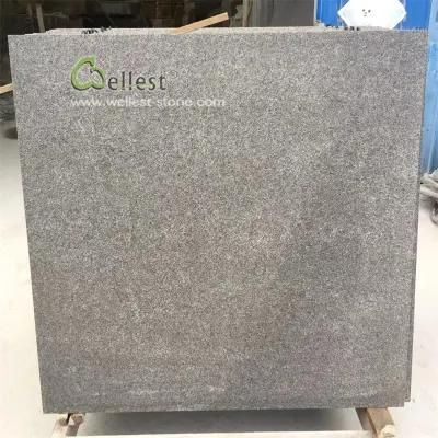 China Dark Grey Black Granite Paving Slabs Flamed and Brushed for Outdoor