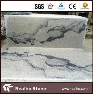 Polished Black Veined Visount White Granite Flooring Tiles
