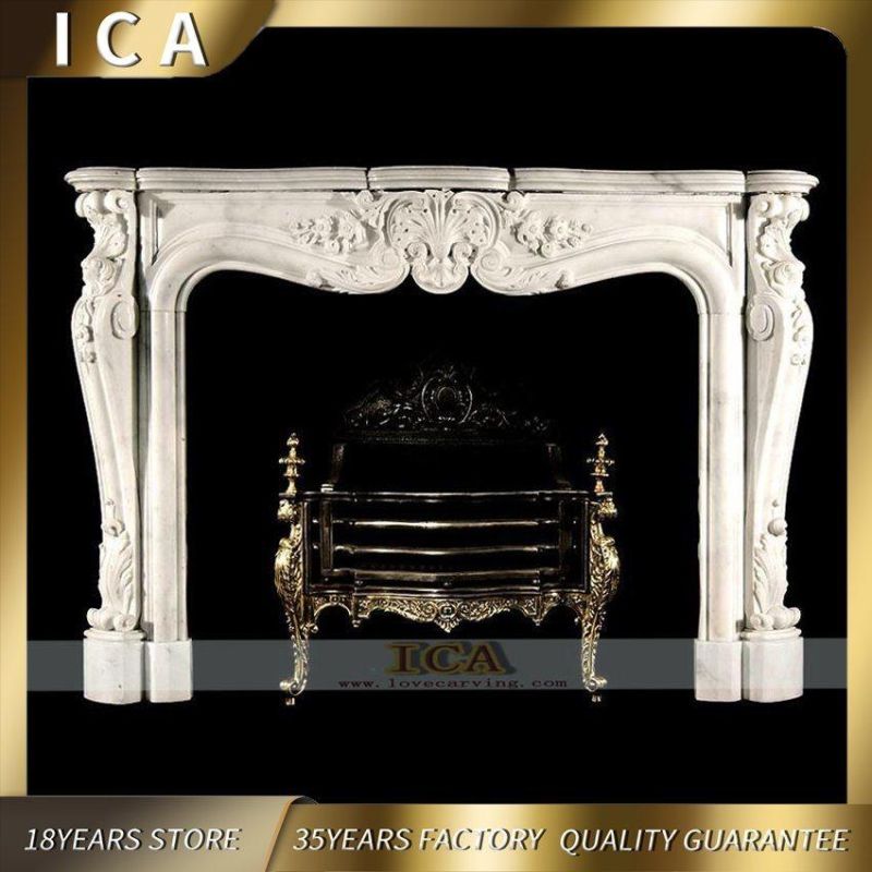 White Marble Decorative Stone Carved Fireplace Classical Design Fireplace