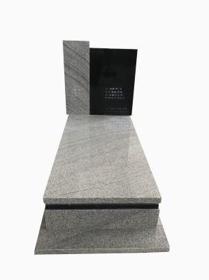 China Ash Grey Granite Memorial Tombstone with Headstones